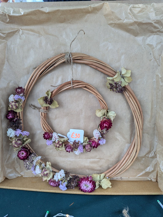 Wreath, Double, Dried Flowers